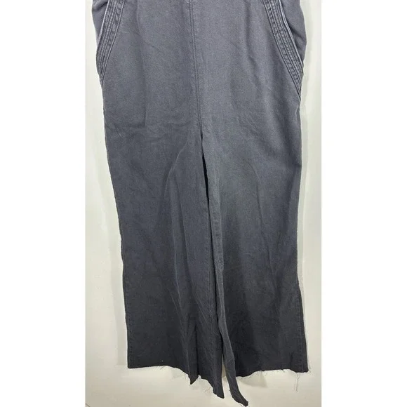 Pilcro x Anthropologie Puddle Jumpsuit Wide Leg Faded Black Raw Hem 28 Tall - Picture 7 of 16